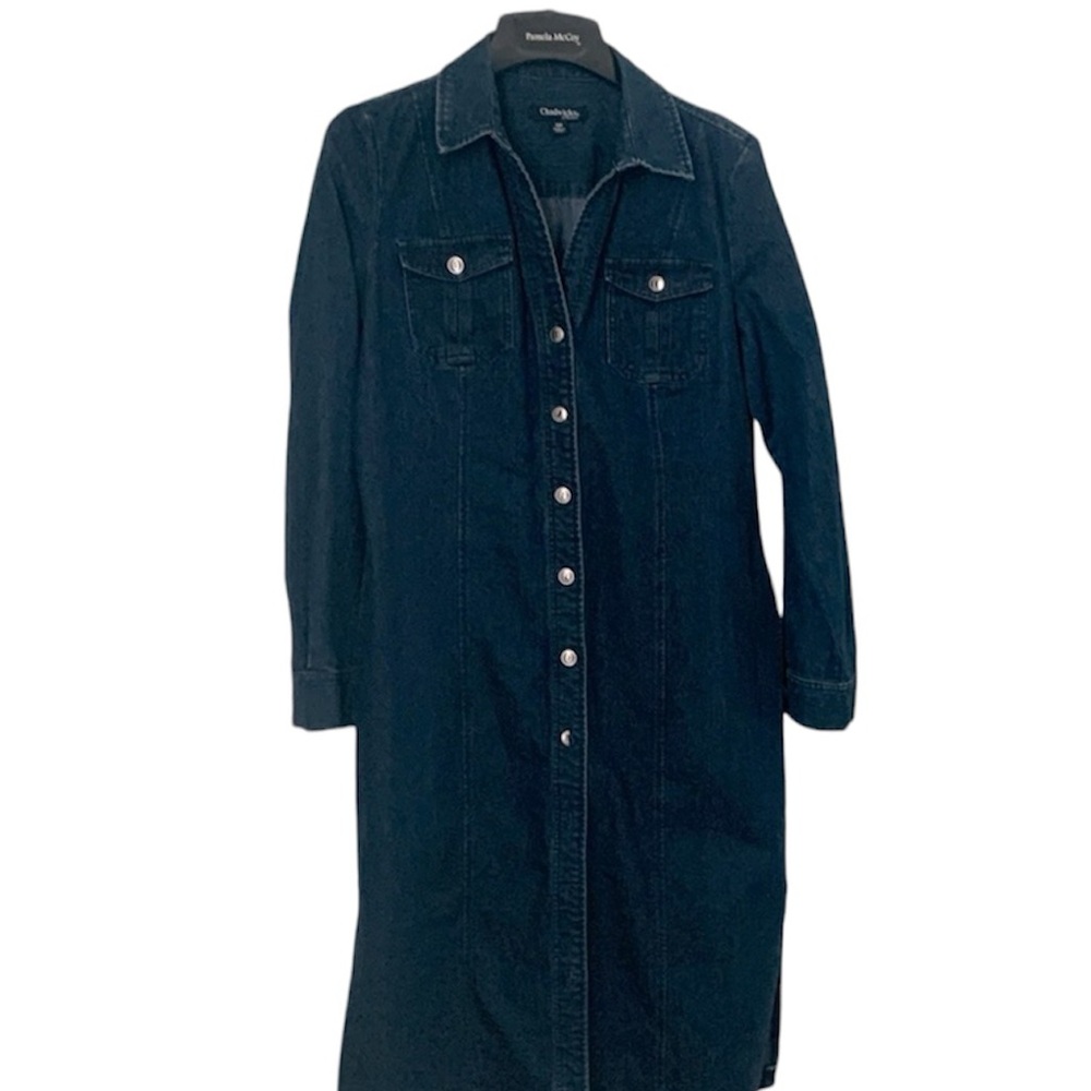 Denim Classic Button Down Long Sleeves Shirt Dress, size 10P